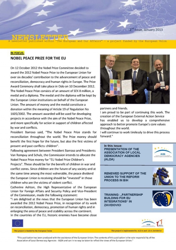 SECOND ISSUE OF NEWSLETTER PUBLISHED AS A PART OF „THE EUROPEAN AND OUR AFFAIRS“ PROJECT